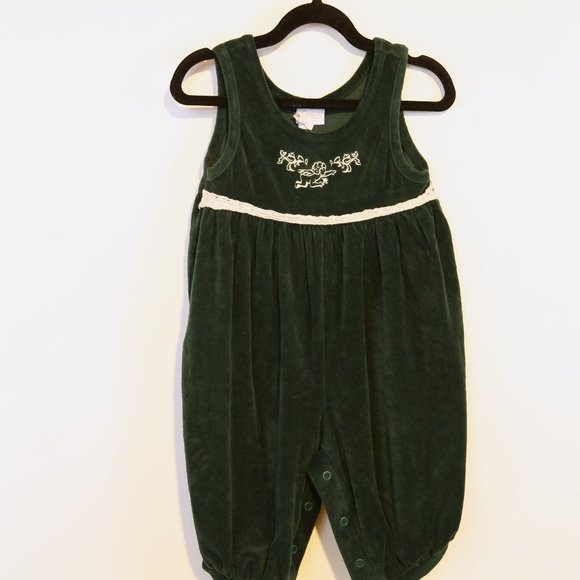 Carters vintage green velvet button one piece - Picture 1 of 6